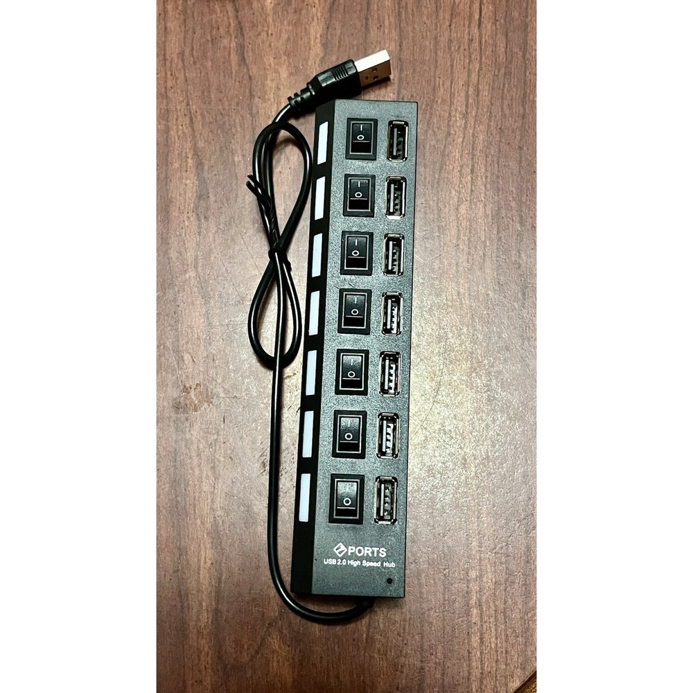 7 Port USB 2.0 Hub Spltter Adapter High Speed For PC Laptop Mac Desktop
